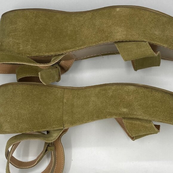 Sundance green suede wedge heel platform sandals size 7.5 Made in Italy - Picture 5 of 9